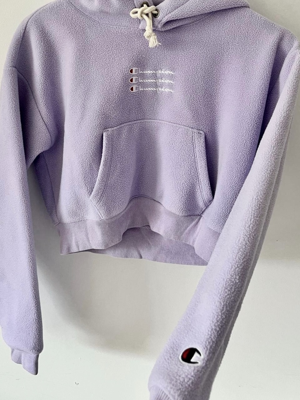 Champion Cropped Lavender Fleece Hoodie